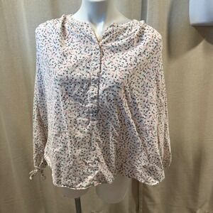 Old Navy Floral Print Top‎ Blouse Women's XL Long Sleeve Button Down